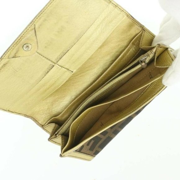 Fendi Vintage Zucca Print Gold Leather Wallet - Picture 2 of 4